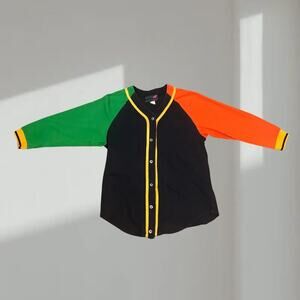 Vintage Shirt/80s/Active Elements Colorblock– Black/Green/Orange (Adult M)